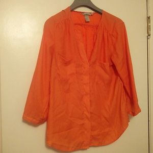 Orange H&M silky blouse sz 8